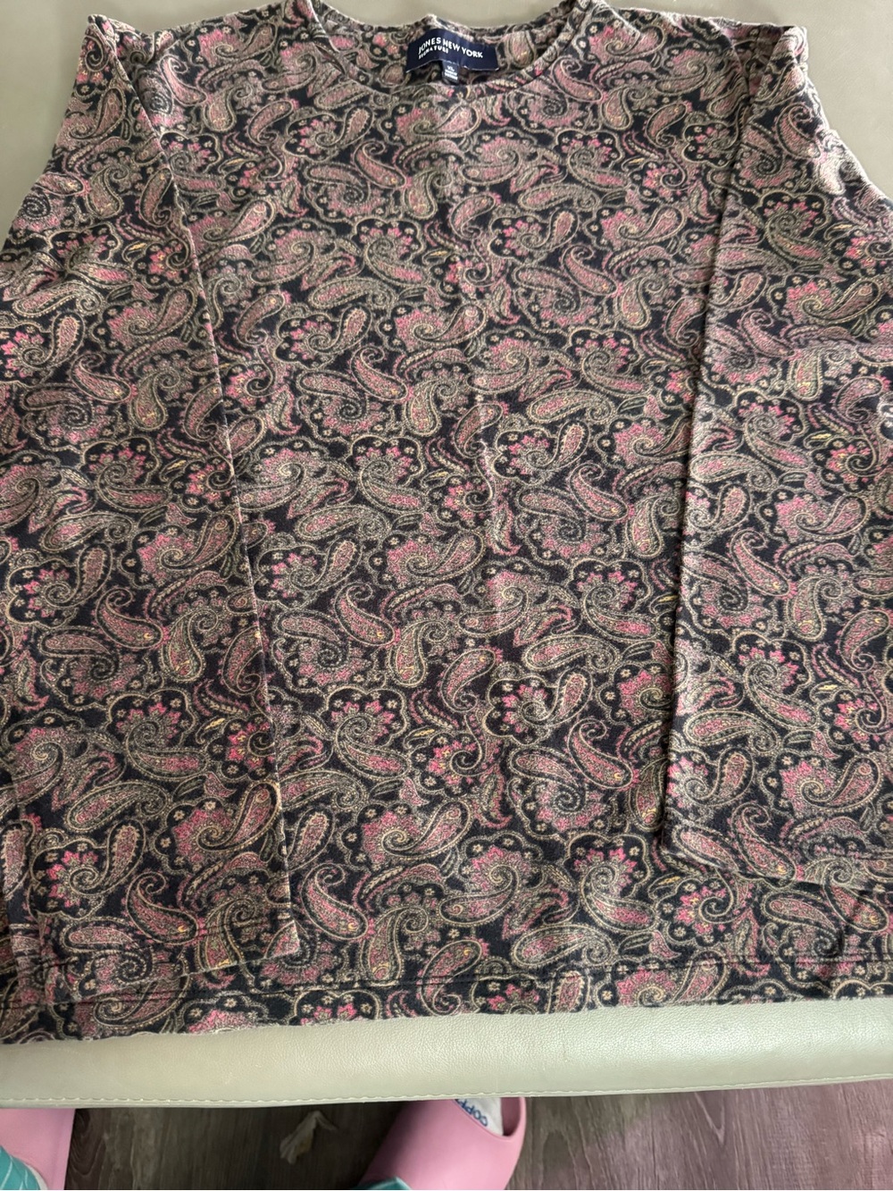 Jones New York Signature Paisley Sweater in Gray, Pink, Olive
